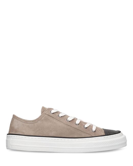 Brunello Cucinelli White 20Mm Suede Low Top Sneakers