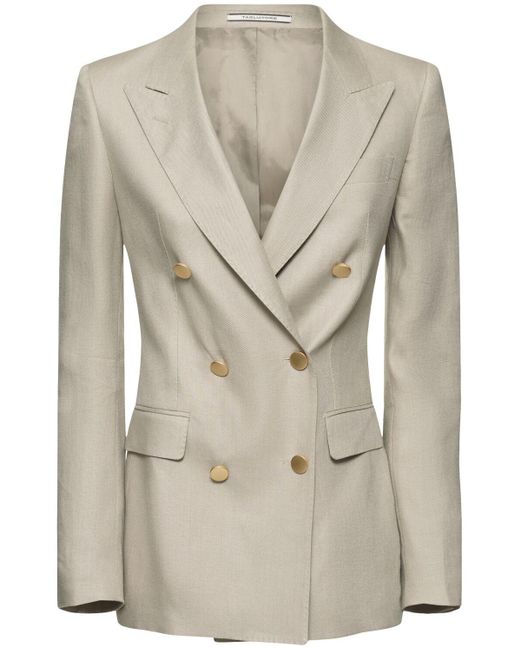 Tagliatore 0205 Herren Zweireihiger Blazer Aus Wolle „J Parigi“ in Natural für Herren