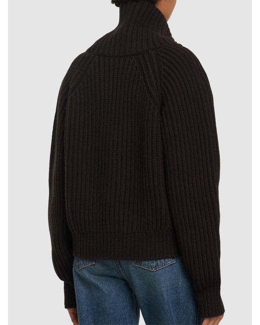 Khaite Black Lanzino Cashmere Turtleneck Sweater