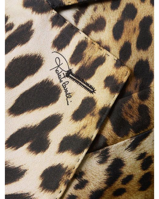 Veste en sergé de soie imprimé léopard Roberto Cavalli en coloris Metallic