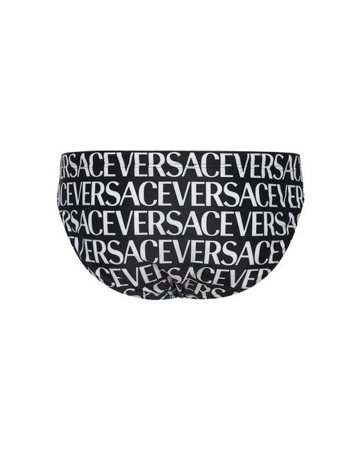 Versace Black Monogram Printed Swim Briefs for men