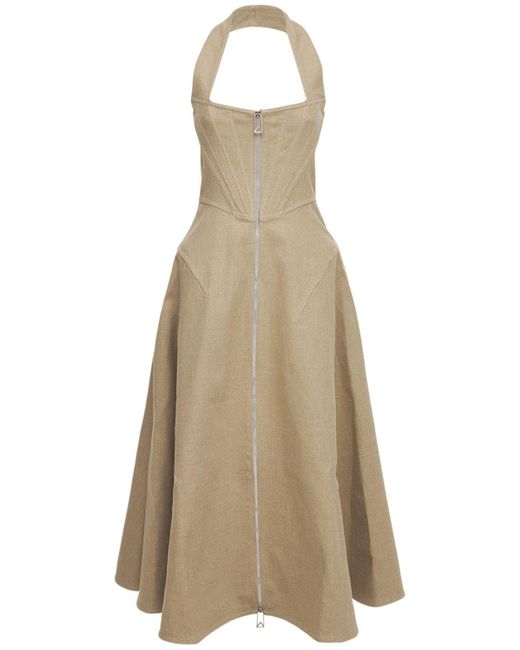 Tシャツ・カットソー BOTTEGA VENETA CANVAS SLEEVELESS DRESS Cotton canvas shirt dress in green - Bottega Veneta | Mytheresa