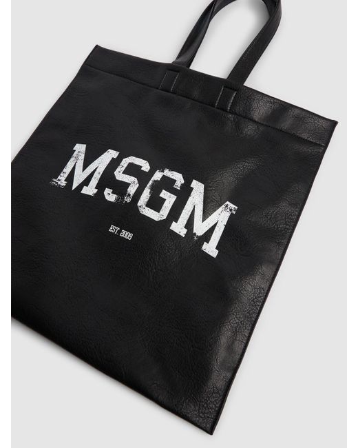 Tote bag en simili-cuir à logo MSGM en coloris Black