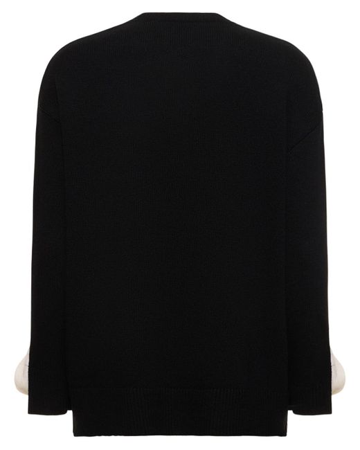 Valentino Black Pullover Aus Wollstrick Mit Kragen Und Rosen