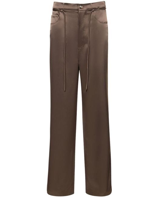 Pantaloni sato in raso di Nanushka in Brown