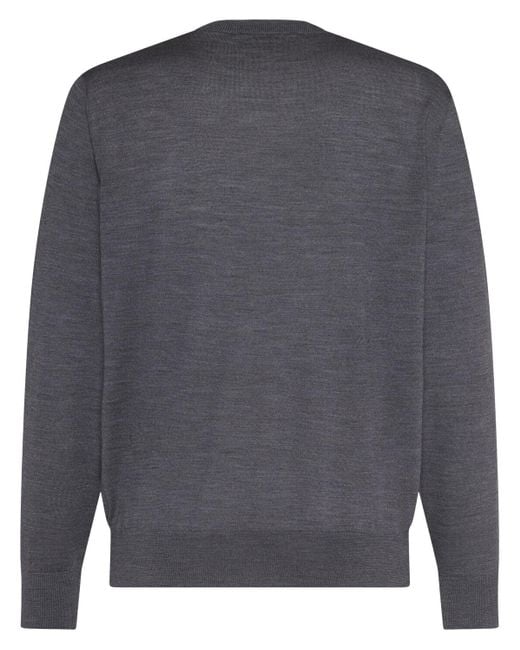 DSquared² Gray Monogram Wool Crewneck Sweater for men