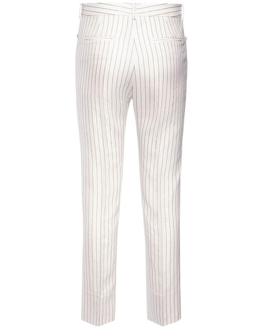 Tom Ford Natural Wool & Silk Pinstriped High Rise Pants
