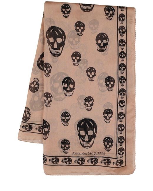 Alexander McQueen Multicolor Skull Print Silk Chiffon Scarf