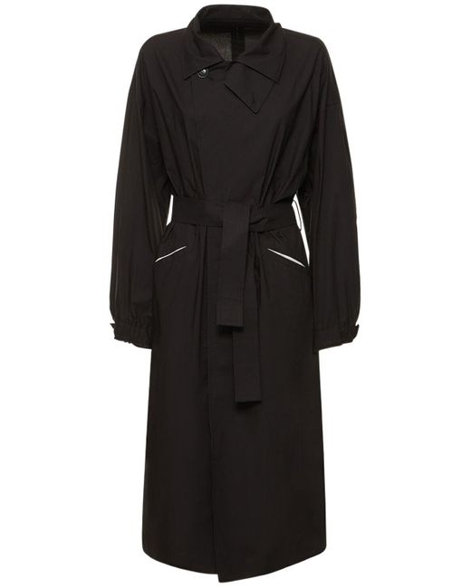 Yohji Yamamoto Black Cotton Midi Trench Coat