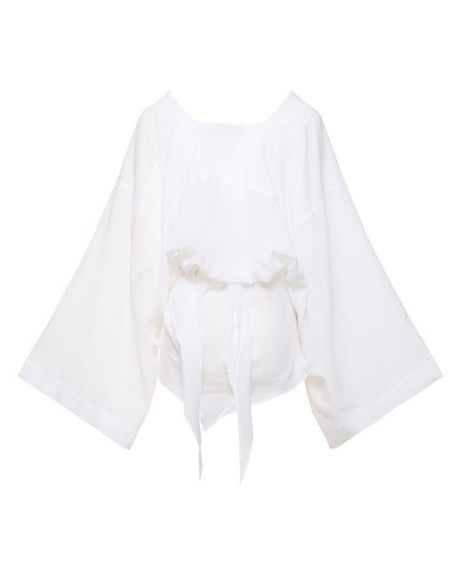 Robe chemise courte en mousseline The Attico en coloris White