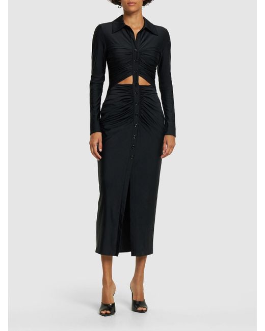 Self-Portrait Black Cutout Jersey Midi Dress