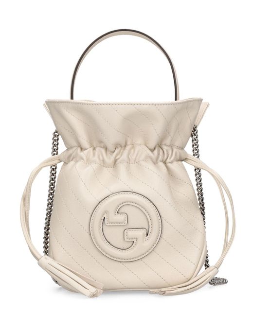 Gucci Natural Mini Blondie Leather Bucket Bag