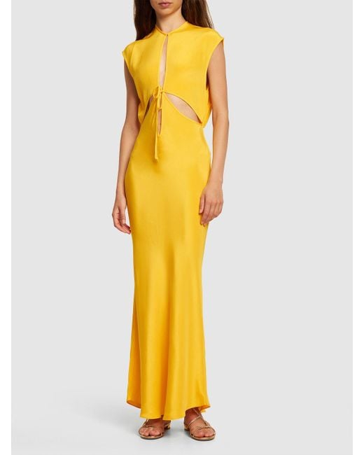 Robe longue en satin de soie ajourée triquetra Christopher Esber en coloris Yellow