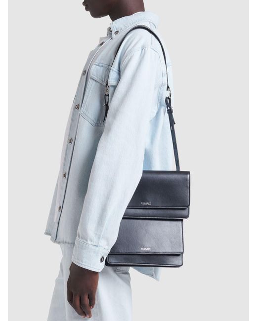 Versace White Leather Crossbody Bag for men