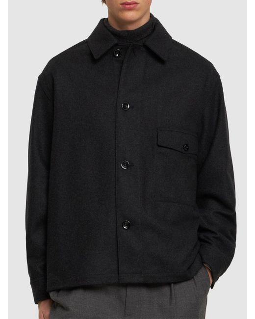 Lemaire Herren Ovesized Overshirt Aus Wollmischung in Black für Herren