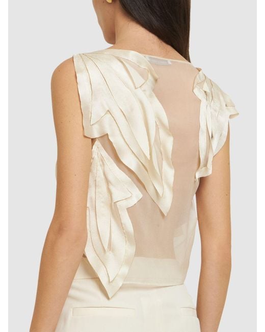 Alberta Ferretti シルクブレンドオーガンザトップス Natural