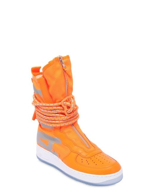 Nike Leather Sf Air Force 1 Sneaker Boots in Neon Orange (Orange) | Lyst