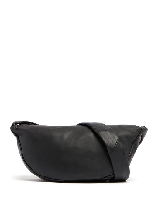 St. Agni Black Small Crescent Leather Shoulder Bag
