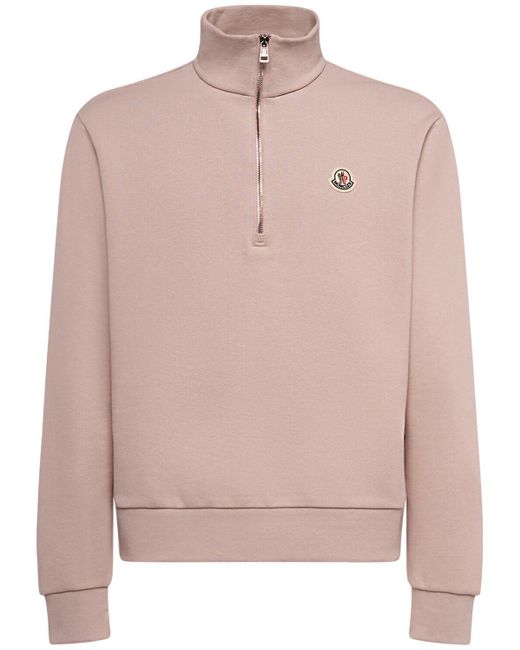 Moncler Rollkragen-sweatshirt Aus Baumwolle in Pink für Herren