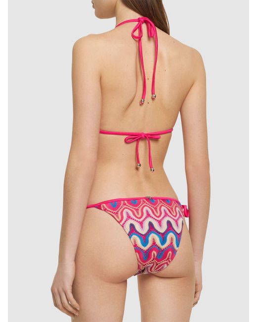 PATBO Pink Crochet Triangle Bikini Top
