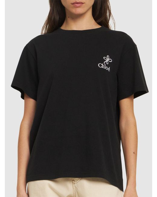 Chloé Black Cotton Jersey Logo T-shirt