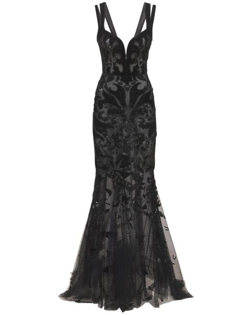 Zuhair Murad Embroidered Velvet Mermaid Dress in Black | Lyst Canada