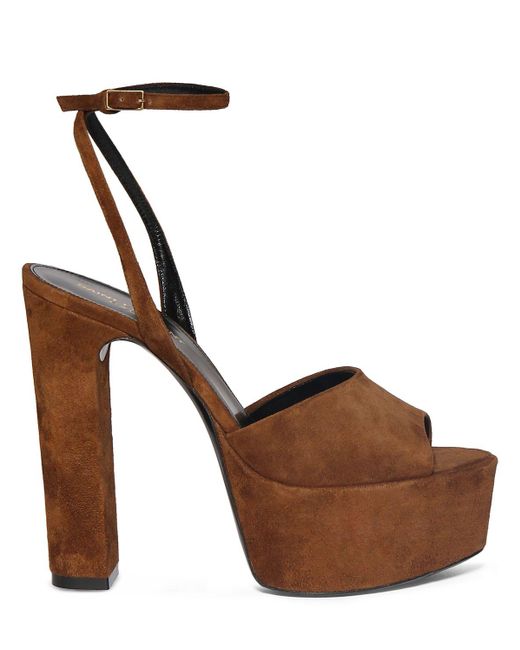 Saint Laurent Brown 95mm Hohe Wildleder-sandaletten "jodie"