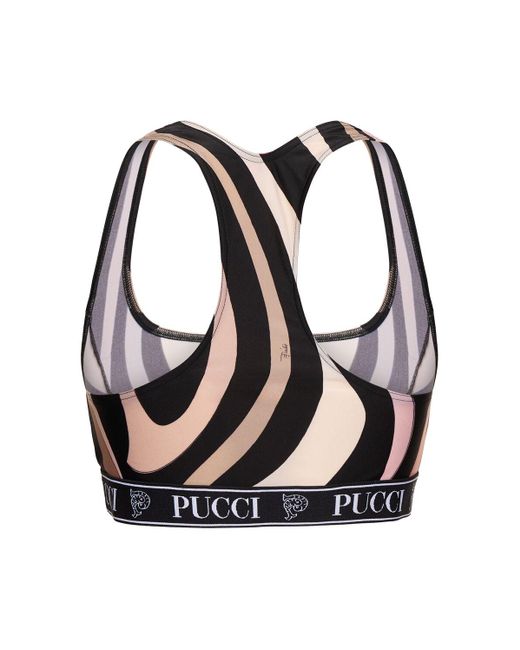 Emilio Pucci プリントライクラロゴブラトップ Black