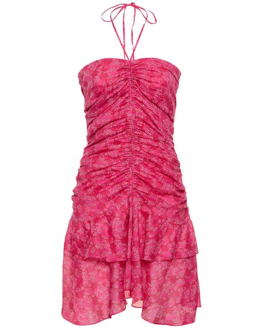 Isabel Marant Pink Ilanka Floral Cotton Mini Halter Dress