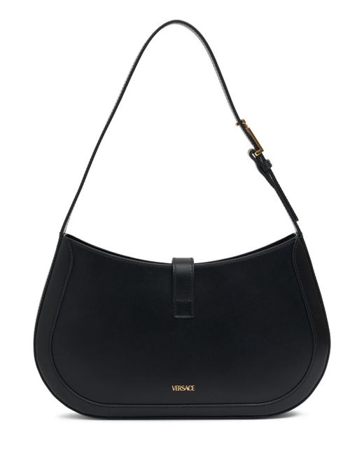 Versace Black Large Leather Hobo Bag