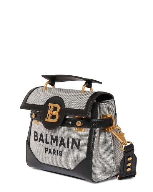 Balmain Black Bbuzz 23 Canvas Top Handle Bag