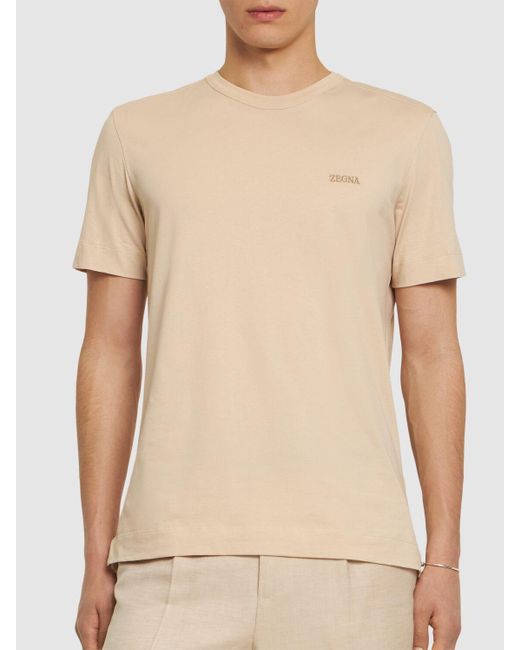 Zegna Natural Cotton Short Sleeves T-shirt for men