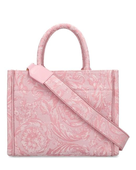 Versace Pink Small Barocco Jacquard Tote Bag
