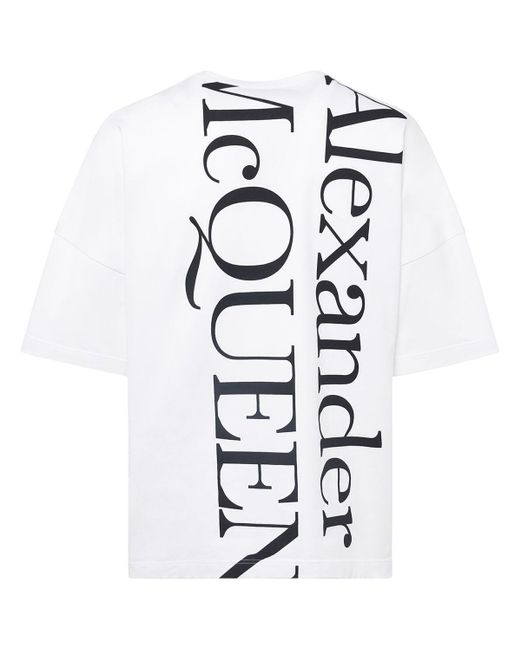 Alexander McQueen White Logo Printed Cotton T-shirt for men