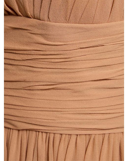 Michael Kors Brown Silk Chiffon One Shoulder Maxi Dress