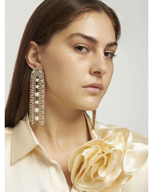 Rosantica White Megeve Crystal & Pearl Earrings