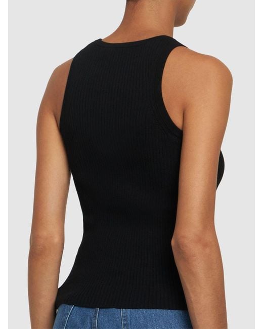 Weekend by Maxmara Black Olimpo Sleeveless Rib Knit Top