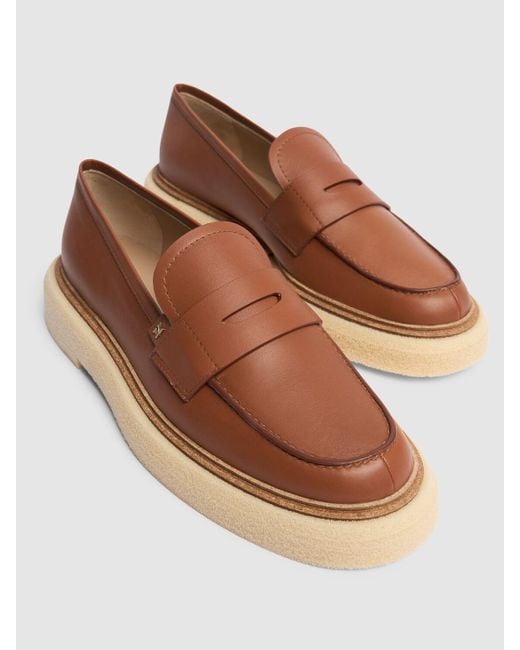 Max Mara Brown 30mm Rough Leather Loafers