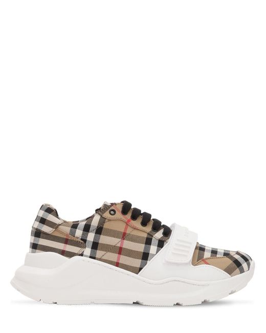 house check canvas trainers