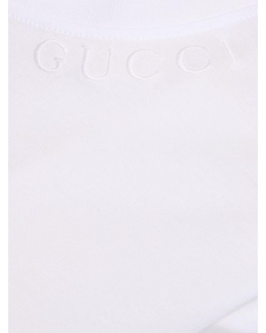 T-shirt en jersey de coton avec broderies Gucci en coloris White