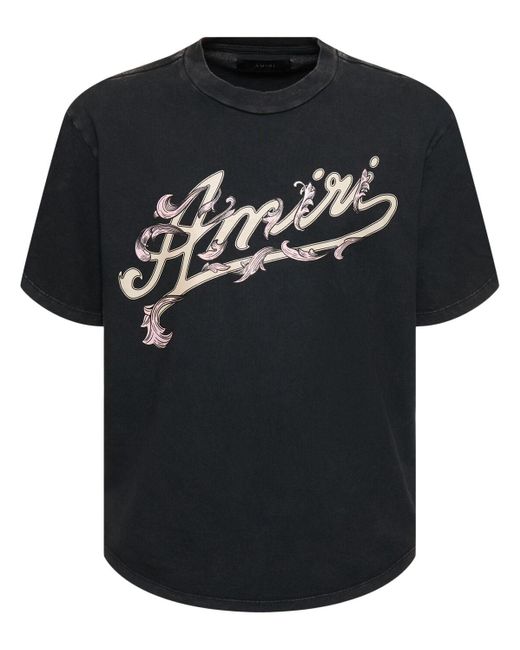 Camiseta de jersey de algodón con logo Amiri de hombre de color Black