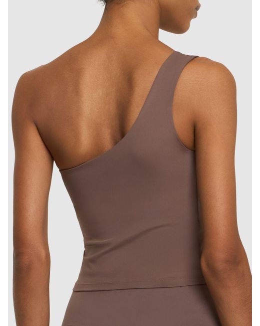 GIRLFRIEND COLLECTIVE Brown Bianca Stretch One Shoulder Tank Top
