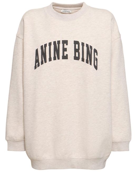 Felpa in misto cotone con logo di Anine Bing in Natural