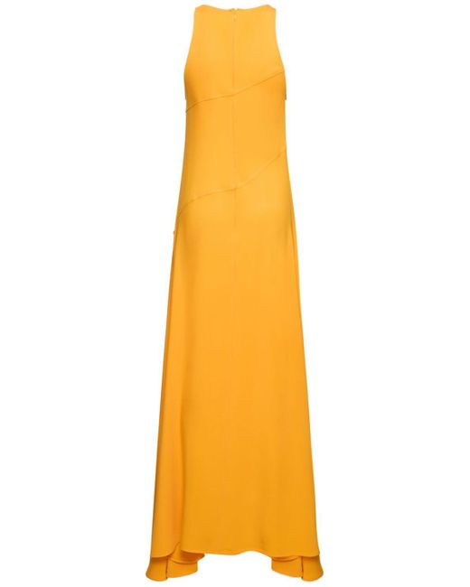 Jil Sander Yellow Viscose Blend Cady Flared Long Dress