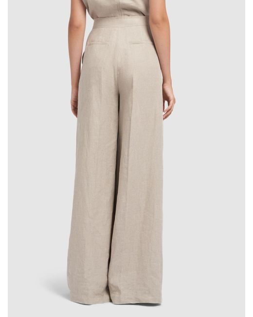 【Max Mara】Sequoia リネンワイドパンツ Linen canvas trousers, beige | 