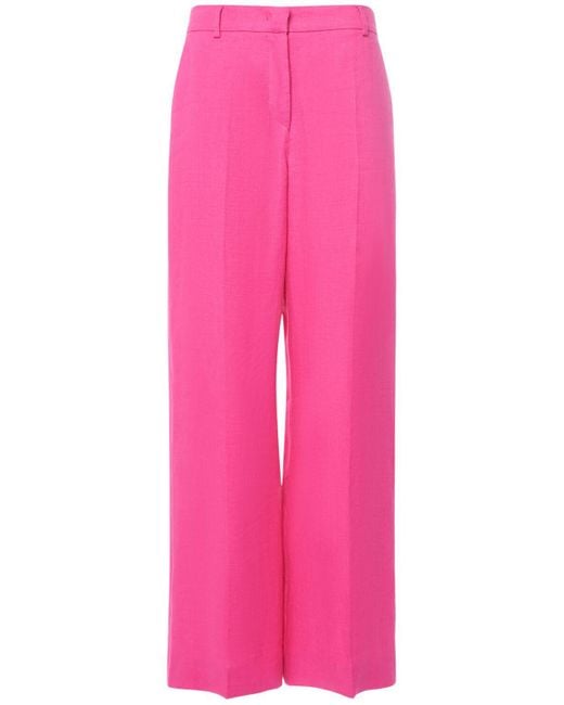 Pantalones anchos de lona de lino Weekend by Maxmara de color Pink