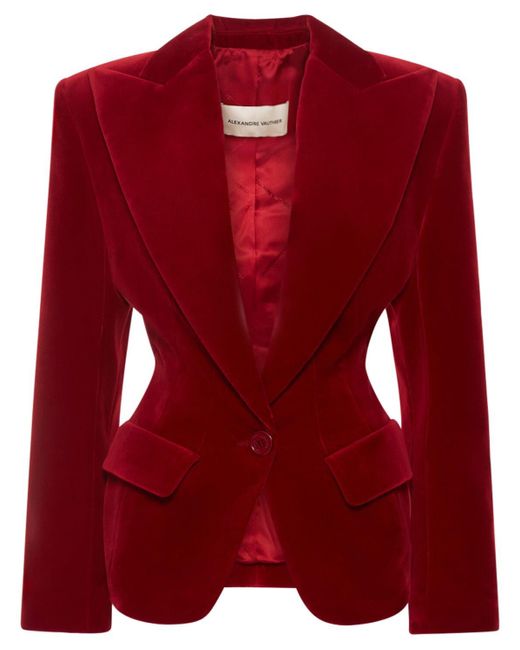 Alexandre Vauthier Red Single Breast Velvet Smoking Jacket