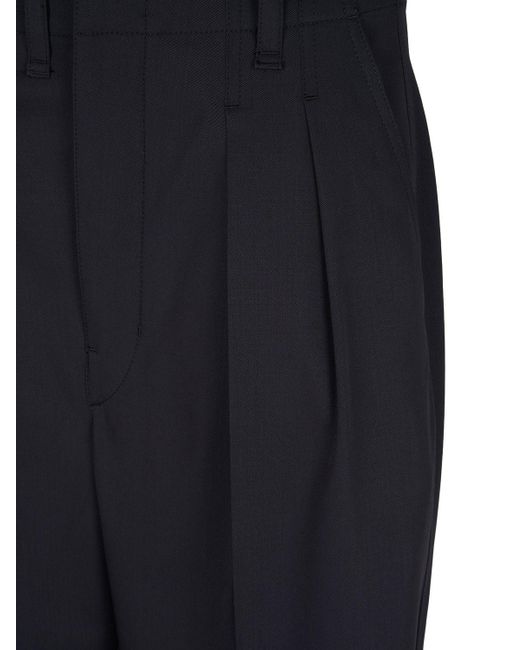 Lemaire Blue Tailored Pleated Wool Pants