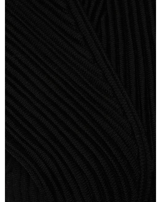 Chloé Black Wool Rib Knit Cut Out Long Dress
