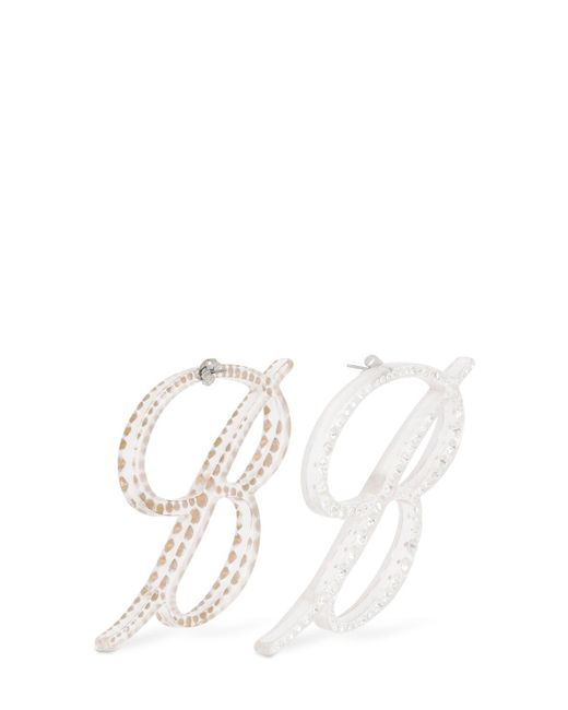 Blumarine Natural B Logo Plexi & Crystal Earrings